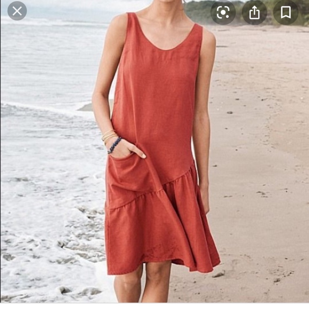 Garnet hill linen drop waist dress